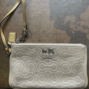 Coach Metallic Beige Wristlet